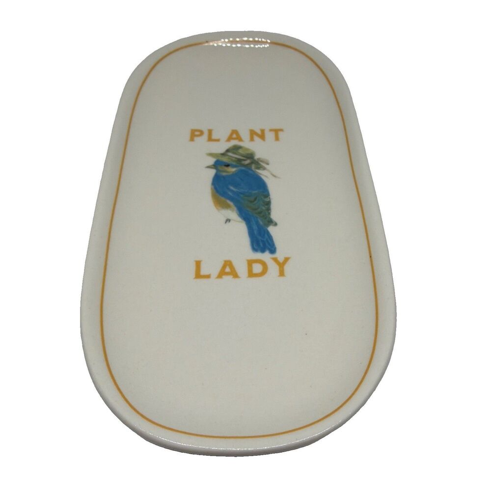 Kellie Montana Ceramic Trinket Dish Oval Plant Lady Bluebird Sunhat Creative